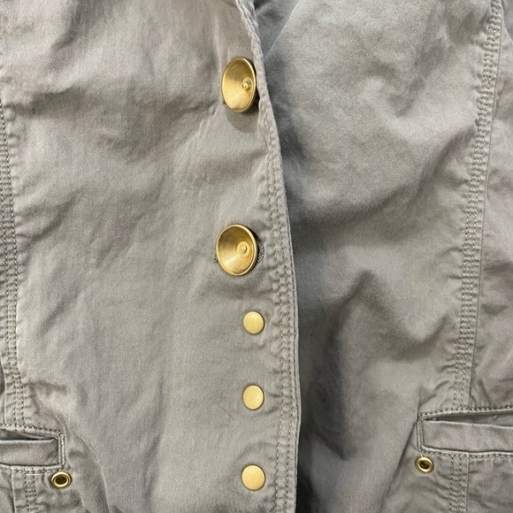 Chico's Army Green Lightweight Utility Jacket with Gold Hardware Chico's Size 3 - Picture 2 of 6
